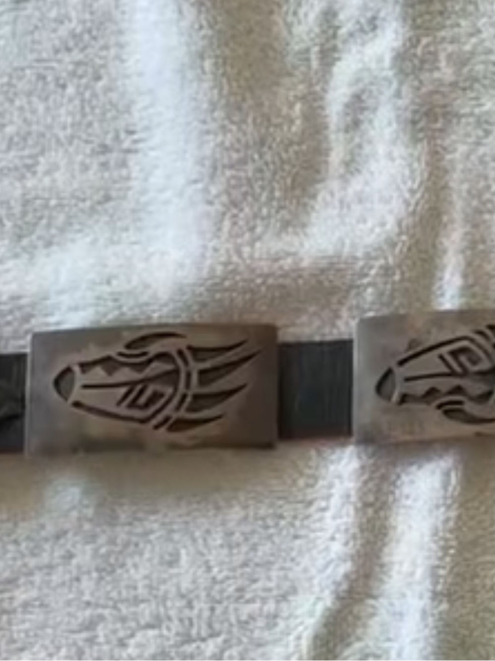Genuine Navaho Bear Claw Carved Silver Buckle and Fittings